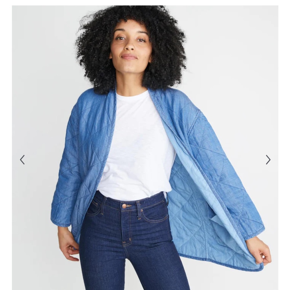 Marine Layer Light Blue Quilted Puffer Jacket